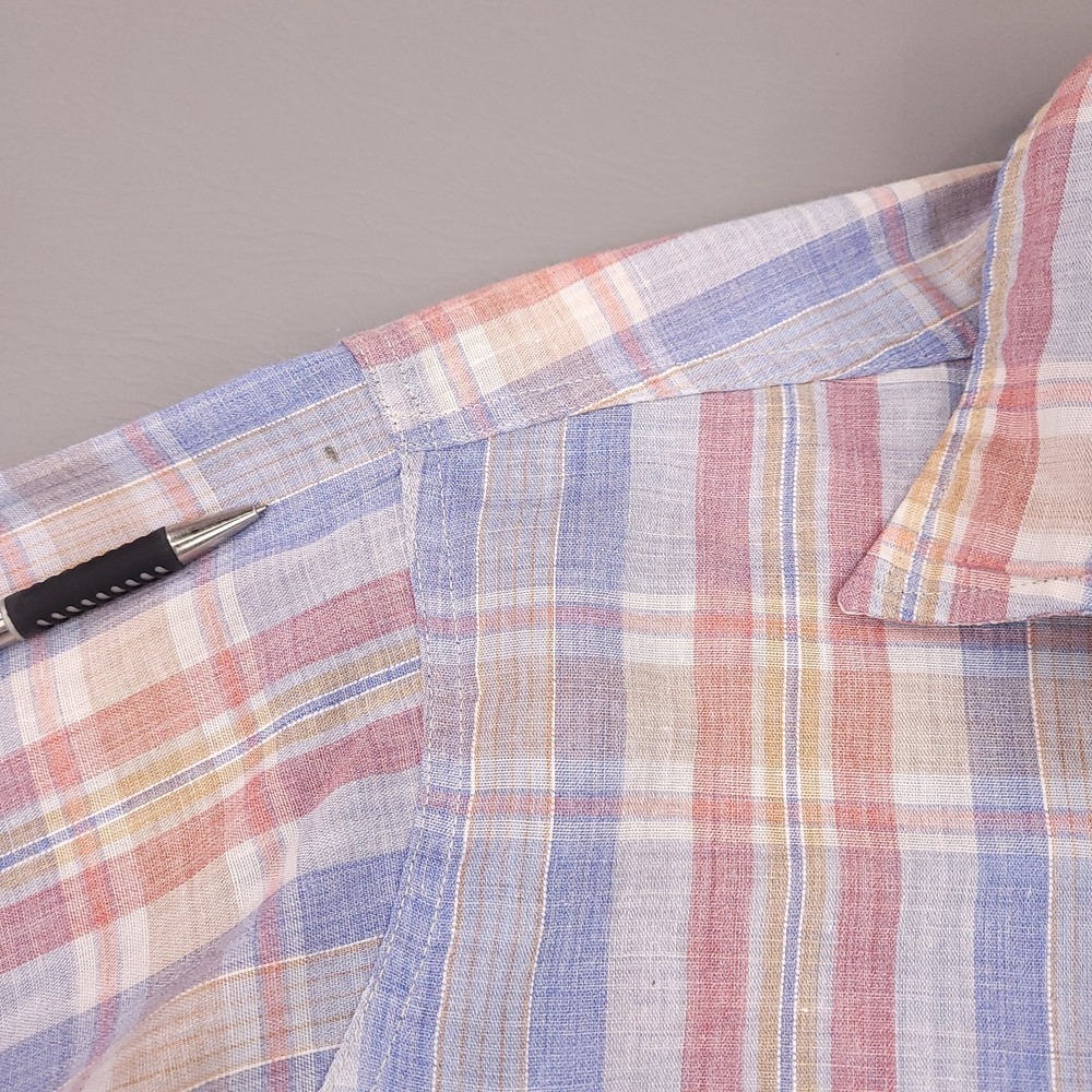 Vintage Levis Shirt Mens Medium Blue Red Plaid White Tab Fortrel Western Work - Picture 6 of 11